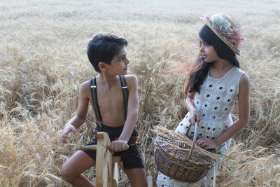 Siblings on the farm