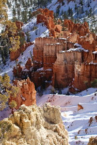 Rock formations in snow