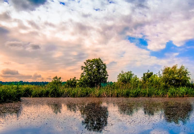 Scenic view of lake against sky