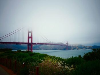 Suspension bridge over sea