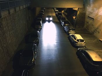 View of illuminated street lights