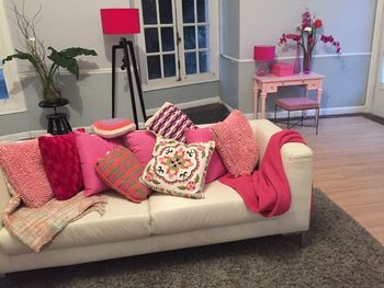 Close-up of red chairs