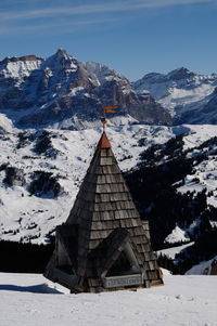 Scenic view of snowcapped mountain against sky