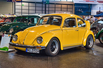 Yellow car on street