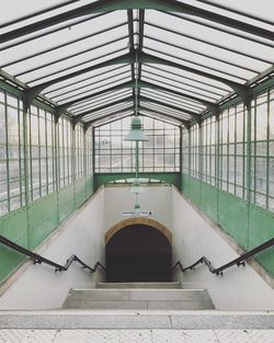 High angle view of empty steps in building