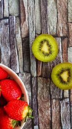 High angle view of fruits on table