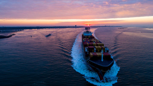 Scenic view of sea against sky during sunset