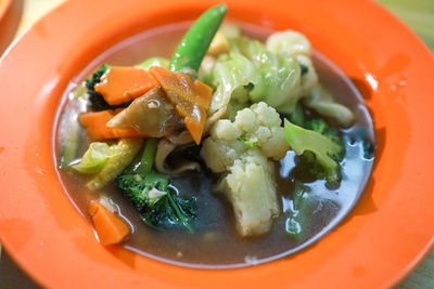 High angle view of meal served in bowl