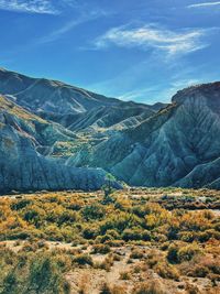Scenic view of mountains against sky