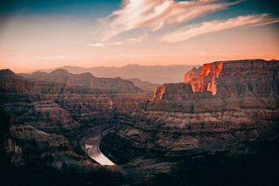 View of rock formations at sunset