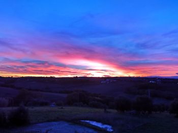 Scenic view of dramatic sky during sunset