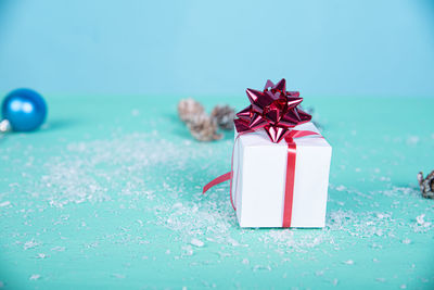 Close-up of christmas decoration in box