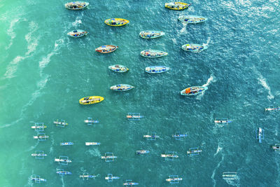 Aerial view of boats on sea