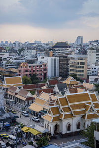 High angle view of townscape against sky