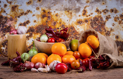 Fruits and vegetables on table