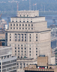 High angle view of buildings in city