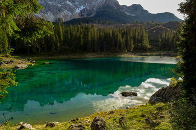 Scenic view of lake and mountains