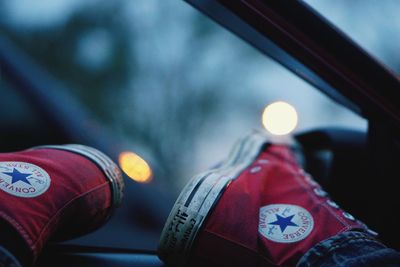 Close-up of clock in car