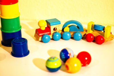 Wooden toys on table