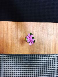 Directly above shot of pink flower on table