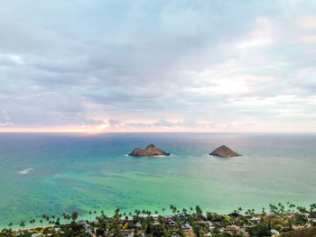 Scenic view of sea against cloudy sky