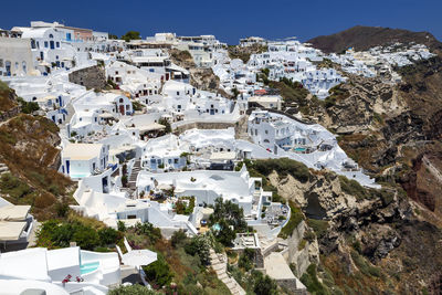 Aerial view of santorini against sky