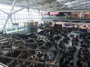 High angle view of people at airport