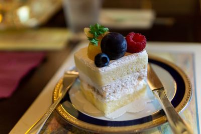 Close-up of cake on table