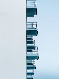 Low angle view of spiral staircase against clear sky