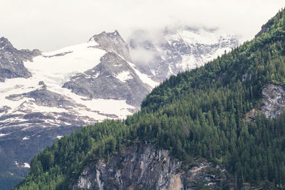 View of alps mountain in switzerland, glacier peak, mountain covered by snow