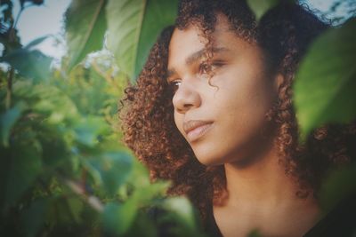 Close-up portrait of a young woman