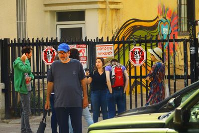 Group of people in front of building