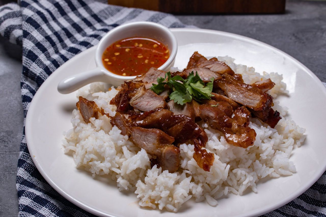 CLOSE-UP OF MEAL SERVED ON PLATE