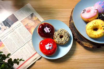 High angle view of cake on table