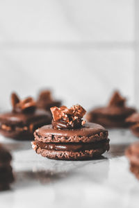 Close-up of chocolate cake on table