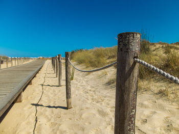 Wooden posts along boardwalk