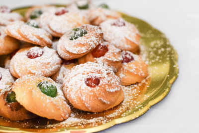 Close-up of dessert in plate on table