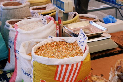 High angle view of food for sale in market