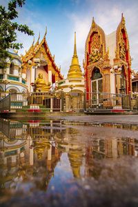 Low angle view of temple against sky