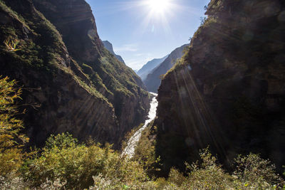 Panoramic view of rocky mountains against sky