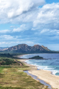 Scenic view of beach against sky