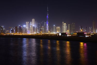 Illuminated city at night