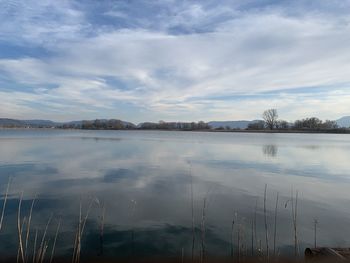 Scenic view of lake against sky