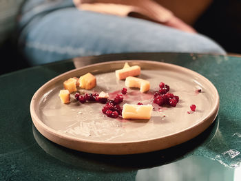 Close-up of food in plate on table