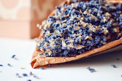 Close-up of lavender on table