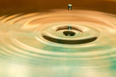 Close-up of drop falling in water