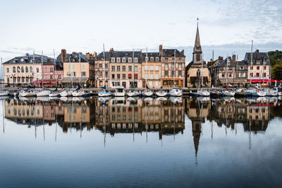 Reflection of buildings in city