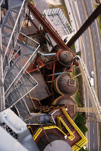 Low angle view of rusty metallic bridge