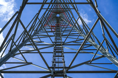 Low angle view of telephone pole technology mobile telephone base station telecommunication tower 