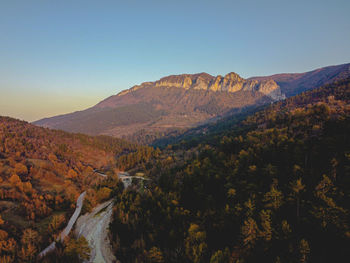 Scenic view of mountains against clear sky